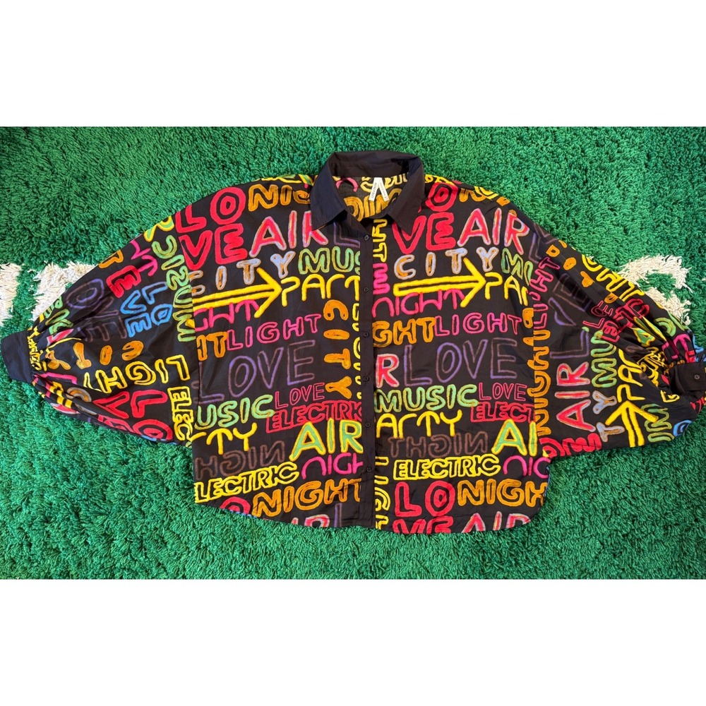 Live 4 Truth Graffiti Shirt Womens M Black Neon Balloon Sleeve Excellent Street
